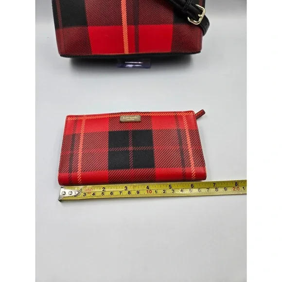 Kate Spade Red Plaid Dome Crossbody Bag‎ & Wallet Set - Picture 4 of 11